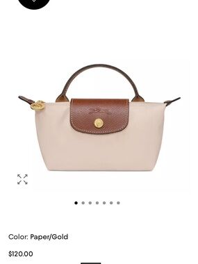 Longchamp Mini Top-Handle Bag in Paper and Brown with Gold Hardware